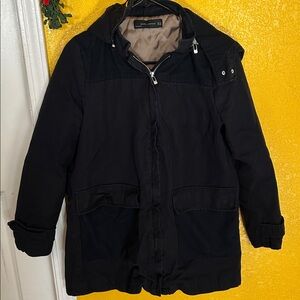 Zara Black Military Field Jacket with Hood